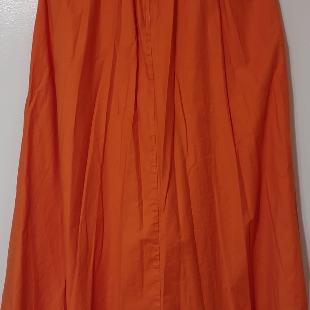 Reformation Strapless Ruched Orange Midi Dress - Picture 6 of 15